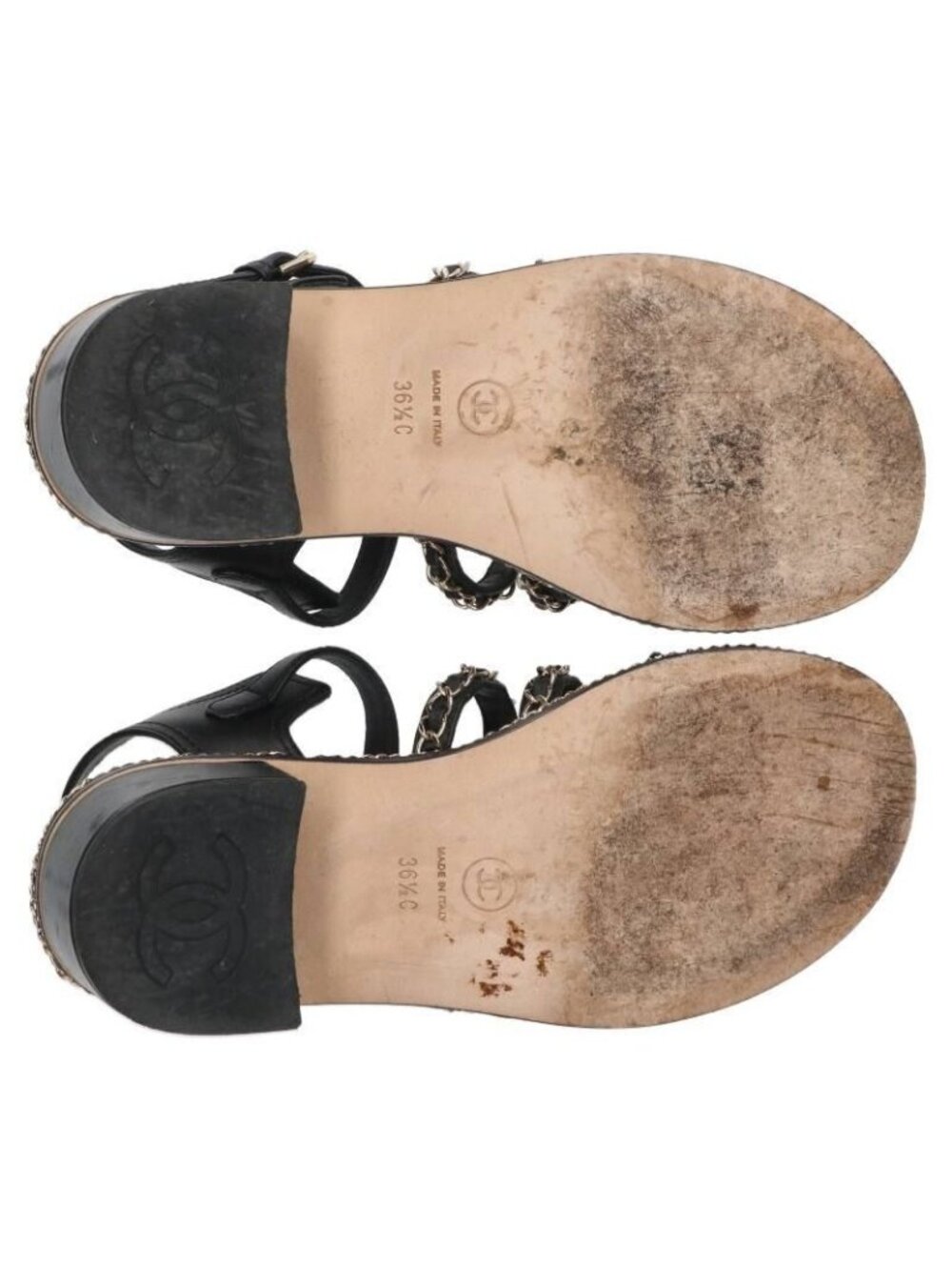 ★SOLD★ Chanel Chain Cork Sole Sandals 36.5 - Picture 3 of 5